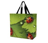 QWHJK La borsa di totalizzatore della spesa, le foglie e le coccinelle stampano le borse di totalizzatore alla rinfusa, borsa di totalizzatore della tracolla, borse