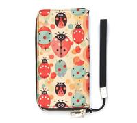 QWHJK Portafoglio minimalista da uomo, con stampa di coccinelle e cartoni animati, portafoglio bifold carino, portafoglio da viaggio da donna, motivo con coccinelle, 20 x 10,5 cm, moderno