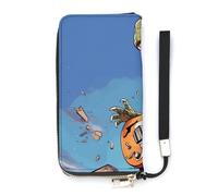 QWHJK Portafoglio minimalista da uomo, con stampa di dinosauro che suona la chitarra, portafoglio bifold carino, portafoglio da viaggio, da donna, dinosauro che suona la chitarra, 20 x 10,5 cm