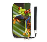 QWHJK Portafoglio minimalista da uomo, con stampa di rana e albero dagli occhi rossi, portafoglio carino, portafoglio da viaggio da donna, rana con gli occhi rossi, 20 x 10,5 cm, moderno