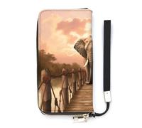 QWHJK Portafoglio minimalista da uomo, elefante su un ponte, portafoglio bifold con stampa, grazioso portafoglio, portafoglio da viaggio, da donna, elefante su un ponte, 20 x 10,5 cm, moderno