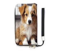 QWHJK Portafoglio minimalista da uomo, grazioso portafoglio con stampa di cucciolo di cane, grazioso portafoglio da viaggio, da donna, simpatico cucciolo di cane, 20 x 10,5 cm, moderno