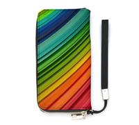 QWHJK Portafoglio minimalista da uomo, portafoglio bifold con stampa a righe color arcobaleno, portafoglio carino, portafoglio da viaggio da donna, strisce color arcobaleno, 20 x 10,5 cm, moderno