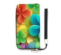 QWHJK Portafoglio minimalista da uomo, portafoglio bifold con stampa arcobaleno cerchio trifoglio, portafoglio carino, portafoglio da viaggio da donna, trifoglio cerchio arcobaleno, 20 x 10,5 cm