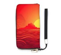 QWHJK Portafoglio minimalista da uomo, portafoglio bifold con stampa di alba rossa, portafoglio carino, portafoglio da viaggio da donna, Red Sunrise, 20 x 10,5 cm, moderno
