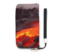 QWHJK Portafoglio minimalista da uomo, portafoglio bifold con stampa lava rossa, portafoglio carino, portafoglio da viaggio da donna, rosso lava, 20 x 10,5 cm, moderno