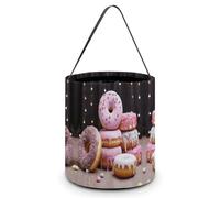 QWHJK Sacchetti di caramelle, borsa di totalizzatore della caramella di Halloween della stampa della torta della ciambella, secchio riutilizzabile della caramella, borsa di totalizzatore di caramelle