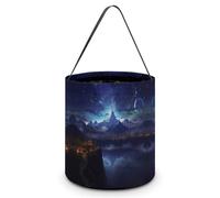 QWHJK Sacchetti di caramelle, borsa di totalizzatore di caramelle di Halloween con stampa di scena notturna fantasia, secchio di caramelle riutilizzabile, borsa di totalizzatore di caramelle alla moda