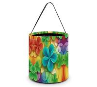 QWHJK Sacchetti di caramelle, borsa di totalizzatore di caramelle di Halloween con stampa di trifoglio del cerchio dell'arcobaleno, secchio riutilizzabile della caramella, borsa alla moda della