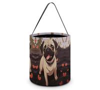 QWHJK Sacchetti di caramelle, Carino Pug Stampa Halloween Candy Tote Bag,riutilizzabile Candy Bucket,Moda Candy Tote Bag