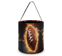 QWHJK Sacchetti di caramelle, stampa di football americano fiammeggiante Halloween Candy Tote Bag,secchio di caramelle riutilizzabile,borsa di totalizzatore di caramelle alla moda