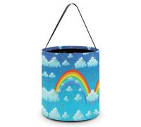 QWHJK Sacchetti per caramelle, con stampa di nuvole arcobaleno e gocce di pioggia, secchiello riutilizzabile per caramelle, borsa alla moda per caramelle, gocce di pioggia, taglia unica