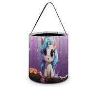 QWHJK Sacchetti per caramelle, con stampa di unicorni, borsa tote per caramelle di Halloween, secchiello riutilizzabile per caramelle, borsa alla moda per caramelle, simpatici unicorni, taglia unica