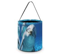 QWHJK Sacchetti per caramelle, delfino con stampa di un sorriso per Halloween, secchiello riutilizzabile per caramelle, borsa tote alla moda, delfino con un sorriso, taglia unica