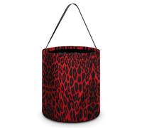 QWHJK Sacchetti per caramelle, stampa leopardata rossa, borsa tote per caramelle di Halloween, secchiello riutilizzabile per caramelle, borsa tote alla moda, motivo leopardato rosso, taglia unica