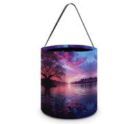 QWHJK Sacchetti per caramelle, tramonto viola su acqua, borsa tote per caramelle di Halloween, secchiello riutilizzabile per caramelle, borsa tote alla moda, tramonto viola sull'acqua, taglia unica