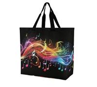 QWHJK Shopping Tote Bag,Arcobaleno Nota Musicale Melodia Stampa Bulk Tote Borse,Crossbody Tote Bag,borse della spesa riutilizzabili