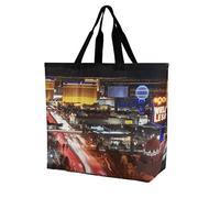 QWHJK Shopping Tote Bag,Las Vegas Night City Stampa Bulk Tote Bags,Crossbody Tote Bag,borse della spesa riutilizzabili