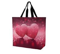 QWHJK Shopping Tote Bag,Red Heart Print Bulk Tote Bags,Crossbody Tote Bag,borse della spesa riutilizzabili