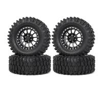 QWHTYO Auto RC Ruote Pneumatici Compatibile con Axial per SCX10 per Wraith per Capra 4 Pezzi Cerchione in Metallo Beadlock da 2,6 Pollici Pneumatico in Gomma da 135 Mm per Auto RC 1/10(Black)