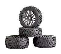 QWHTYO Auto RC Ruote Pneumatici Compatibile con HSP per HP 1/10 RC per Buggy Pneumatici Montaggio Aggiornamento Accessorio per Auto Telecomando per RC off Road Car 12mm Hub Esagonale(Black)