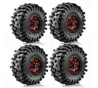 QWHTYO Auto RC Ruote Pneumatici Compatibile con TRX4 per Axial SCX10 E SCX10 II RBx10 4 Pezzi 1.9 Beadlock Wheel Rim Set di Pneumatici in Gomma per 1/10 RC Crawler Buggy Pneumatici in Gomma(Color4)