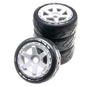 QWHTYO Auto RC Ruote Pneumatici Compatibile con ZD 1/8 1/10 Pneumatico Short Course Truck da 103 Mm con Esagono Ruota da 17 Mm per Modellismo, Pneumatico Antiusura E con Grip A Corsa Piatta(Color B)