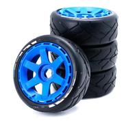 QWHTYO Auto RC Ruote Pneumatici Compatibile con ZD 1/8 1/10 Pneumatico Short Course Truck da 103 Mm con Esagono Ruota da 17 Mm per Modellismo, Pneumatico Antiusura E con Grip A Corsa Piatta(Color C)