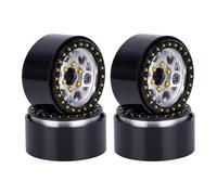 QWHTYO RC Pneumatici Compatibile con per SCX10 PRO per TRX4 per Capra VS4-10 per Redcat Gen8 1/10 RC Crawler Auto Pneumatico CNC in Alluminio 1.9in Beadlock Mozzo Ruota(Silver)