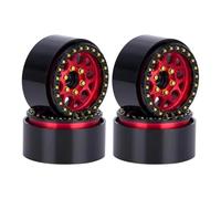 QWHTYO RC Pneumatici Compatibile con per SCX10 PRO per TRX4 per Capra VS4-10 per Redcat Gen8 1/10 RC Crawler Auto Pneumatico CNC in Alluminio 1.9in Beadlock Mozzo Ruota(Red)