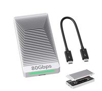 QWIIZLAB Alloggiamento NVMe da 80Gbps senza ventola con custodia in alluminio, compatibile con Thunderbolt 5/4/3, retrocompatibile con USB4/UBS3.2/3.1/3.0, supporta SSD PCIe M.2 fino a 8 TB (Argento)