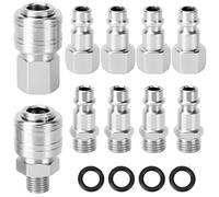 QWORK® 10 pezzi 1/4" BSP raccordo aria compressa, raccordi aria compressa Euro 1/4" BSP raccordo rapido per tubi flessibili, raccordi per compressore e linee aria