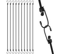 QWORK® 10 Pezzi 100 cm Corde Elastiche con Ganci, Elastico con Gancio Multiuso per Bagagli, Campeggio