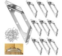 QWORK® 10 Pezzi connettori angolari in acciaio inox, supporto triangolare per la costruzione di mobili, per scaffali, sedie e tavoli