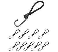 QWORK® 10 pezzi corde elastiche con gancio, attacco per telone, 15cm, nero, per teloni, reti, tende