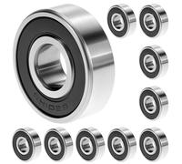 QWORK® 10 Pezzi cuscinetti a sfere 6201-2RS, cuscinetti a sfere a gola profonda in miniatura con doppia schermatura, acciaio per cuscinetti