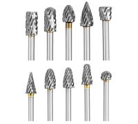 QWORK® 10 Pezzi frese rotanti set, frese a doppio taglio con gambo 1/8", per fai-da-te, lavorazione del legno e lavorazione dei metalli