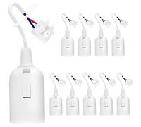 QWORK® 10 Pezzi portalampade E27, portalampada con cavo, lampadina portalampada 4 A 250V, per lavori edili, cucina, soggiorno, bianco