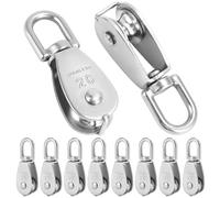 QWORK® 10 pezzi Puleggia M20, pulegge in acciaio inossidabile 304 per funi metalliche fino a 6 mm di diametro, capacità di carico 75 kg