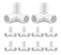 QWORK® 10 pezzi raccordi per tubi a 3 vie, diametro interno 20 mm (bianco), connettori angolari per tubi in plastica PVC