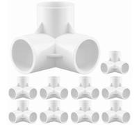 QWORK® 10 pezzi raccordi per tubi a 3 vie, diametro interno 32 mm (bianco), connettori angolari per tubi in plastica PVC