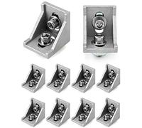 QWORK 10 Pezzi Staffa Angolare in Lega di Alluminio, angolare alluminio 40x40, per profilo in alluminio angolare staffa a parete materiale di montaggio