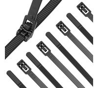 QWORK® 100 fascette fermacavi riutilizzabili e rilasciabili, 7,6 mm x 400 mm, nere, resistenti, per uso interno ed esterno