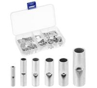 QWORK® 100 PCS Kit connettori di testa non isolati, perno a crimpare in rame, connettori a crimpare non isolati 24-8 AWG