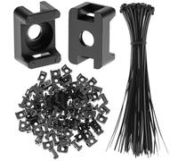 QWORK® 100 Supporto per Fascette Stringicavo 15x10x7 mm e 100 Fascette in Nylon Nero 20cm