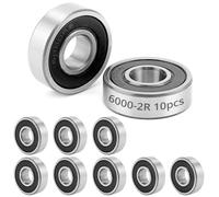QWORK® 10pcs cuscinetti a sfera 6000-2R, 10x26x8mm, cuscinetti a sfera a doppia tenuta, per riduttori, motori, stampanti 3D
