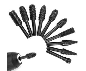 QWORK® 10PCS Punte per trapano per intaglio del legno, gambo da 1/4", acciaio da 45#, compatibili con legno tenero, plastica, gomma