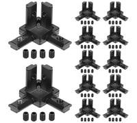 QWORK® 12 connettori angolari a 3 vie per profili in alluminio con scanalatura a T da 6 mm, con viti, per profili in alluminio serie 2020 - Nero