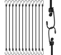 QWORK® 12 Pezzi 60 cm Corde Elastiche con Ganci, Elastico con Gancio Multiuso per Bagagli, Campeggio