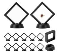 QWORK® 12 pezzi 7 * 7 cm cornice per display galleggiante 3D, vetrina galleggiante 3D con base, scatola porta gioielli in pellicola TPU trasparente